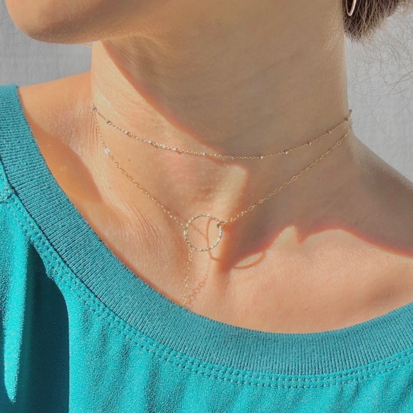 Dainty Choker Necklace 14K Gold Filled Two tone - Picture 4 of 4